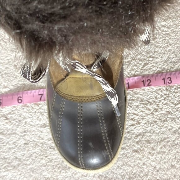 London Fog Tan Leather Duck Boot Snow Boots With Faux Fur 7 - Picture 7 of 14